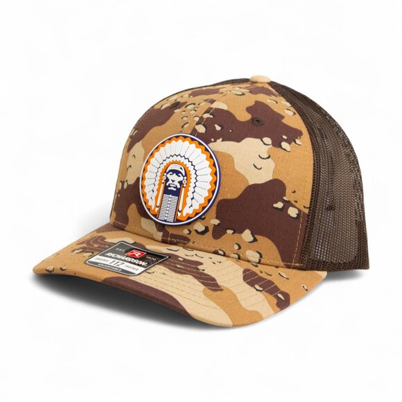 Illinois Fighting Illini Chief Illiniwek 3D Snapback Trucker Hat- Desert Camo - Picture 1 of 3